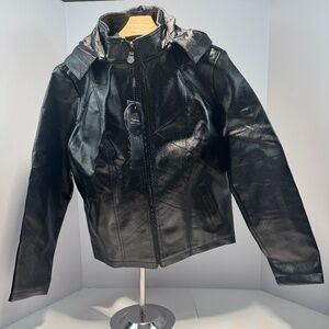 R Rosso Veneto Italian Leather Jacket Black/Gold Collection Men's NWT
